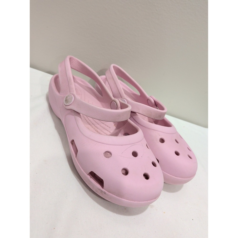 Crocs Shayna Pink Mary Jane Slip On Shoes Girls Size J2 J 2